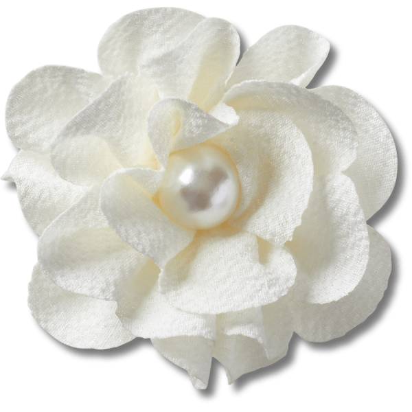 White Fabric Flower With Pearl